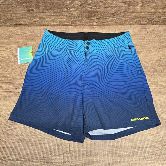 Sea-Doo Royal Blue Fade Striped Women's 6" Board Short Size Small NWT - Picture 1 of 14